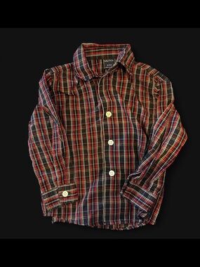 Nautica Boys' Red and Navy Plaid Button-Down Shirt
